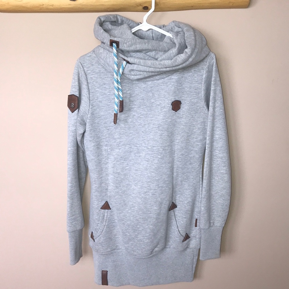 NAKETANO Gray Tunic Hoodie Sweatshirt